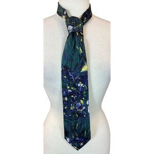 Vincent Van Gogh Irises 100% Silk Tie Museum Artifacts Vibrant Blue Green Floral